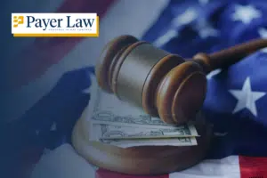 Justice hammer on the US flag