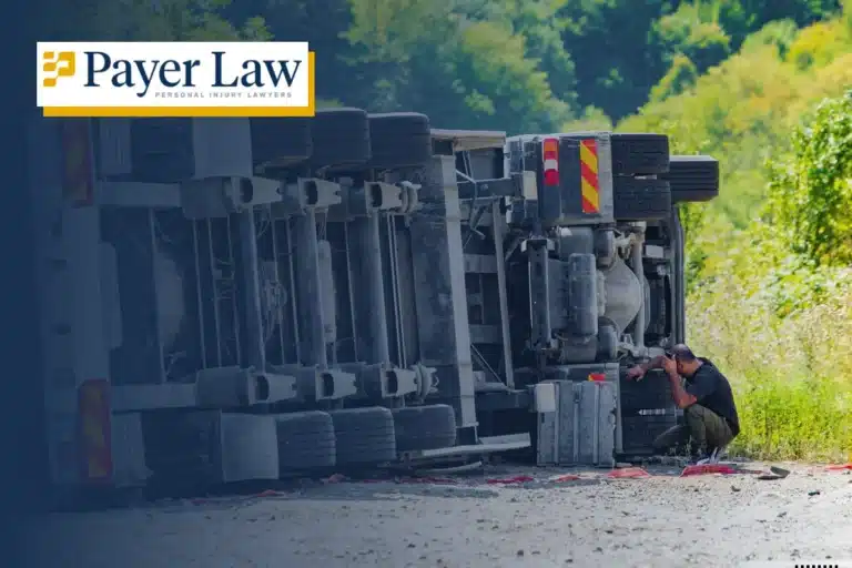 a truck flipped on its side in an accident