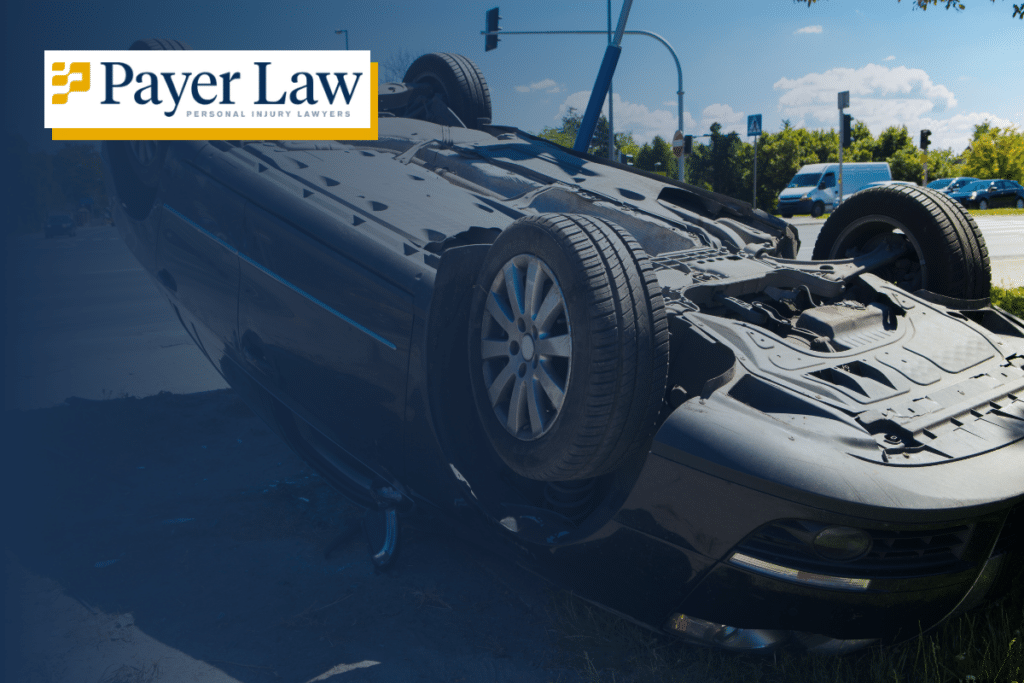 a car that has rolled over after a crash