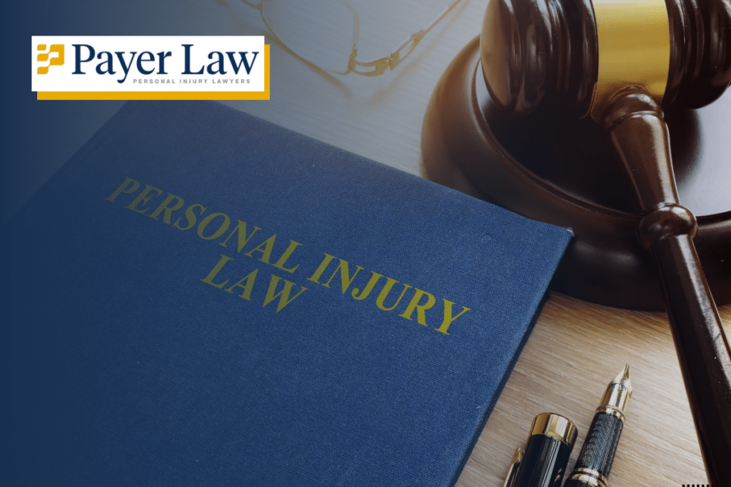 book explaining personal injury and a justice hammer on a table