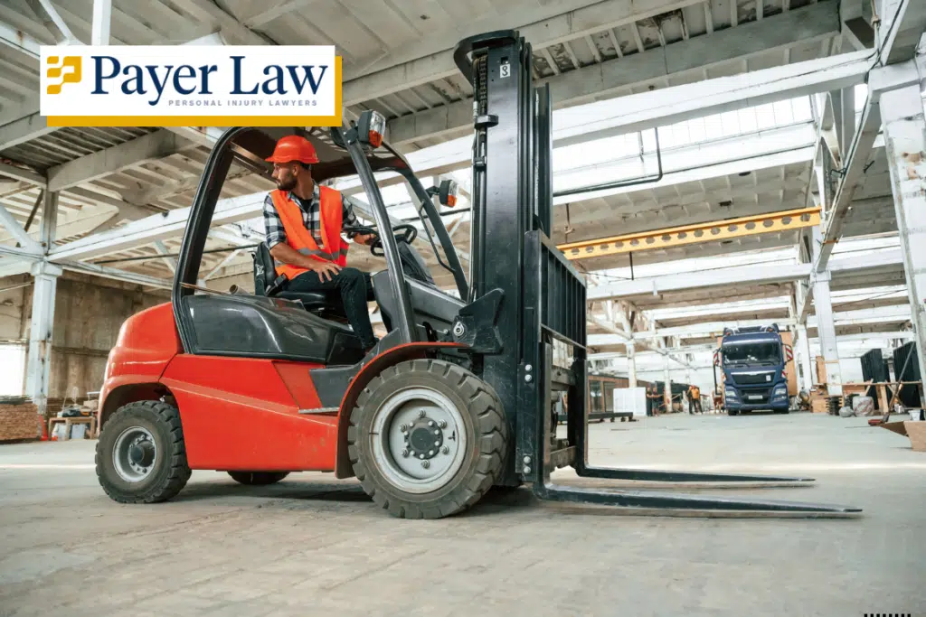 a warehouse working in south florida operating a forklift