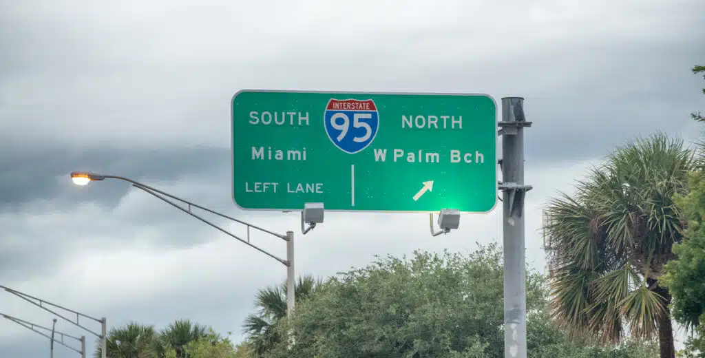 an interstate sign in Miami for I-95
